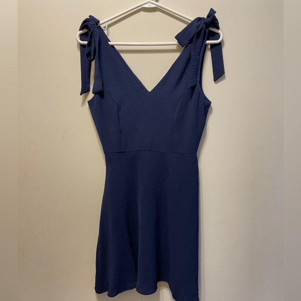 Altard State navy blue mini dress with shoulder ties